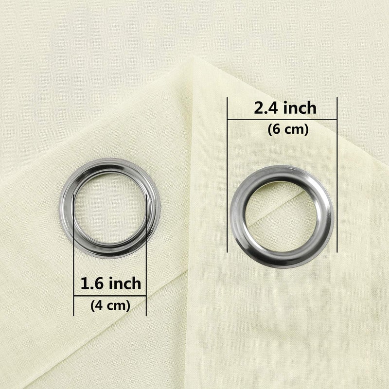 DWCN Ivory Sheer Curtains Linen Look Semi Transparent Voile Grommet Curtains for Living Room Bedroom Drapes 52 x 84 inches Long, Set of 2 Panels - Image 4
